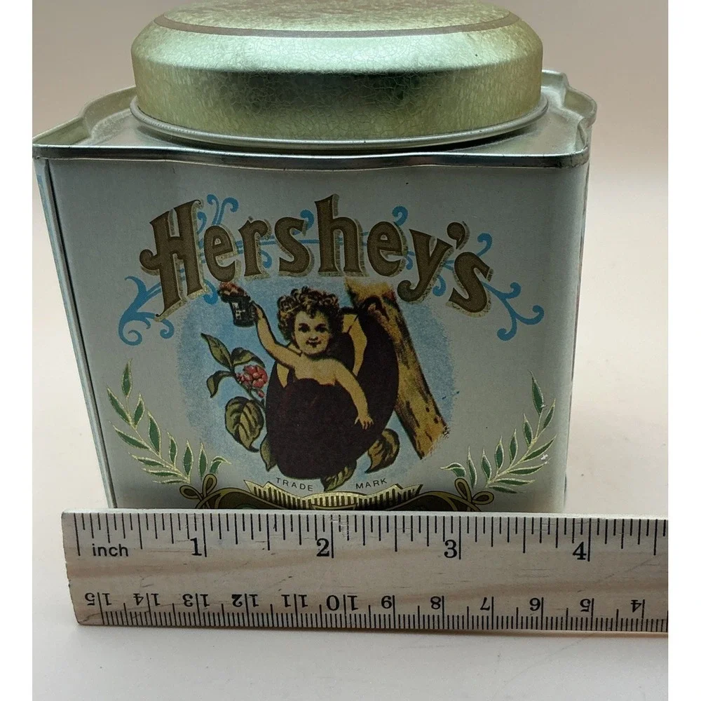 Vtg Hershey's Cocoa Advertising Tin Brown Gold Cream Bristol Ware Collectible